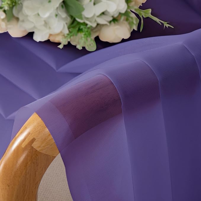 Chyhomenyc Purple Sheer Curtains 45 Inch Long 2 Panels, Light Filtering Rod - Image 2