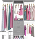 4FT Small Closet System with 3 Fabric Drawers, Flexible Built-In Clothes by Besiost