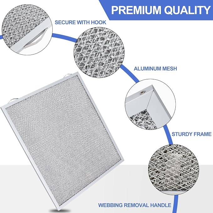 S99010430-002 Range Hood Filter 15-3/4" x 13-7/8" x 3/8", 2 Pack Aluminum Mesh - Image 3