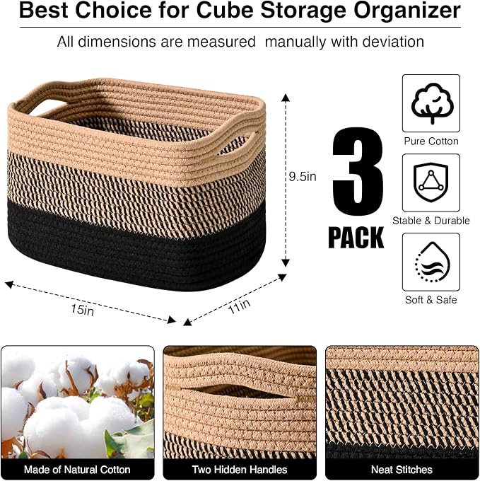 Storage Baskets for Organizing Shelves, Decorative Baskets for Storage - Image 3
