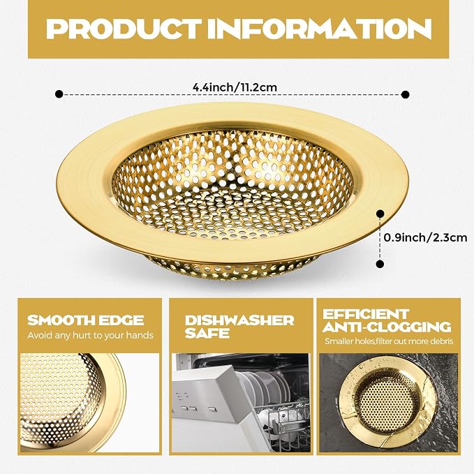 Retisee 2 Pcs Sink Strainer Stainless Steel Kitchen Sink Drain Strainer Basket - Image 2