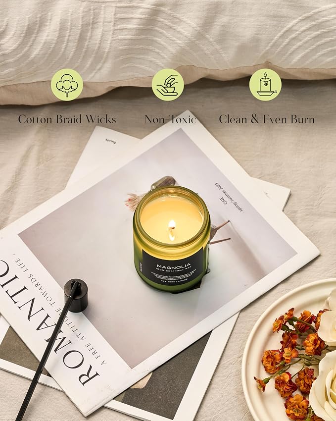 M&SENSE Magnolia Jasmine Scented Candle, 7.05oz 50 Hours Long Lasting Clean Non - Image 5