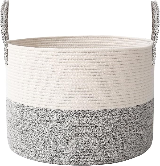 Woven Blanket Basket, 115L Large Rope Storage Bin by JMvicyroam