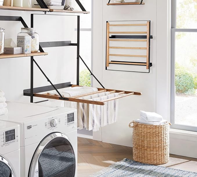 TOMACE Wall Mounted Clothes Drying Rack Laundry Drying Rack Collapsible - Image 2