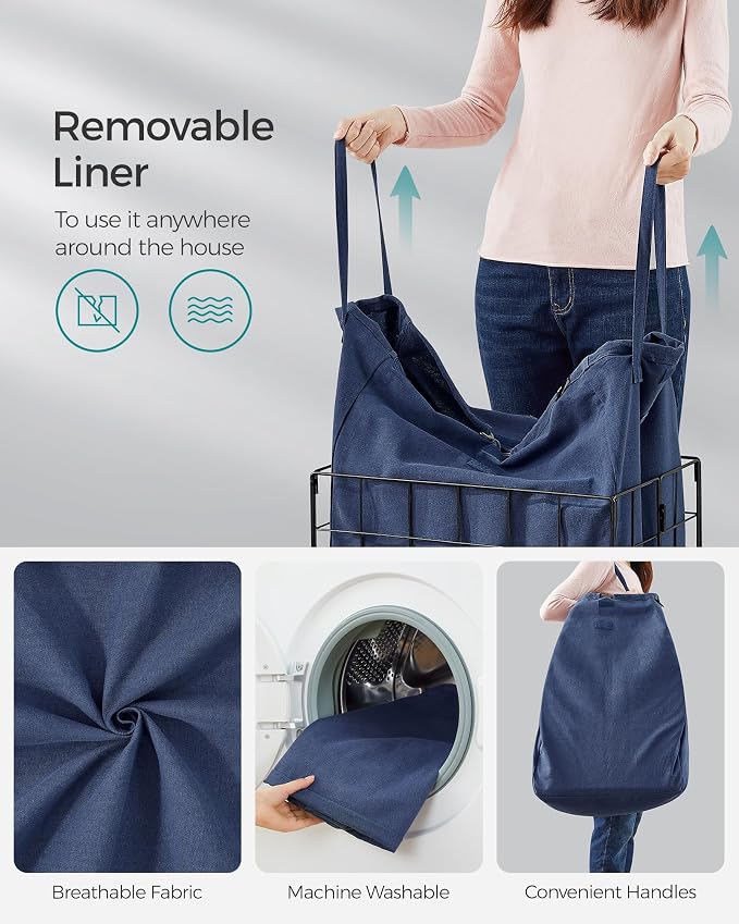 SONGMICS Laundry Hamper, 23.8 Gal. Laundry Basket, Collapsible Clothes Hamper - Image 6