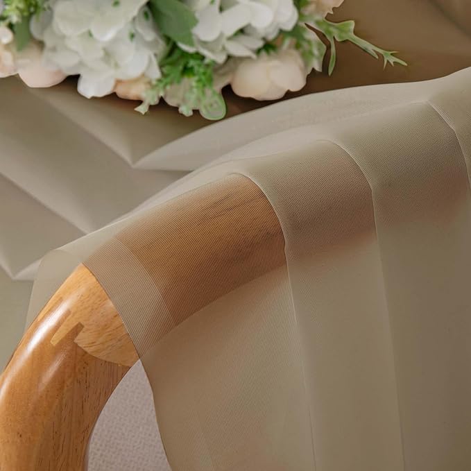 Chyhomenyc Taupe Sheer Curtains 84 Inches Long 2 Panels Set- Light Filtering - Image 5