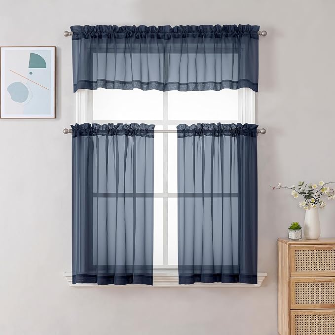 Chyhomenyc Sheer Valances for Windows 2 Pack, Small Window Curtains for Living - Image 2