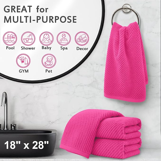 VOOVA & MOVAS Bathroom Hand Towels Set of 4, Large 18"x28" - Image 5