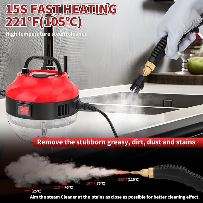 Portable Handheld Steam Cleaner, 2500W High Pressure Steam Cleaner - Image 3