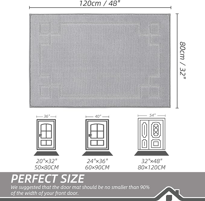 BEQHAUSE Door Mat 32" x 48", Non-Slip Door Mats Indoor Entryway Rugs Washable - Image 2