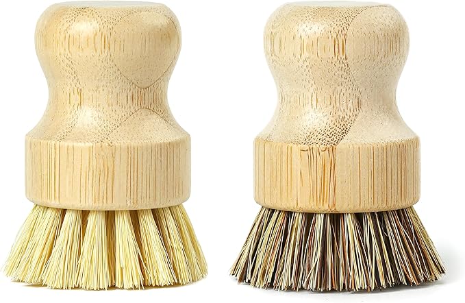 Jungle Culture Kitchen Dish Scrubber Set of 2 • Bamboo Dish Brush by JungleCulture