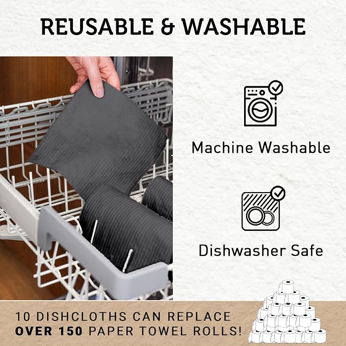 Nordhus Design Swedish Dishcloths, Washable Cellulose Cotton Kitchen Cloths - Image 3