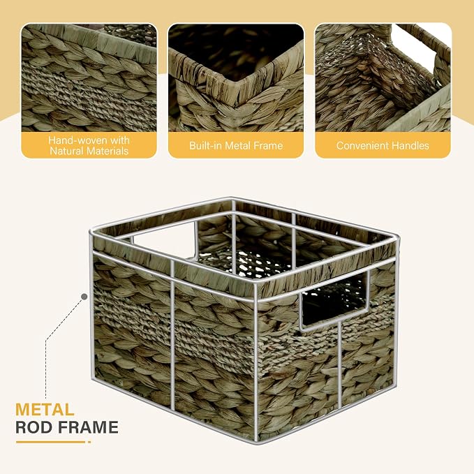 Water Hyacinth Wicker Basket, Decorative Woven Baskets - Image 3