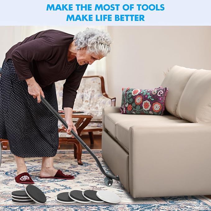 Furniture Lifter Tool + 8-Pack of 3.5" Sliders, Save 80% Effort, Safely and - Image 8