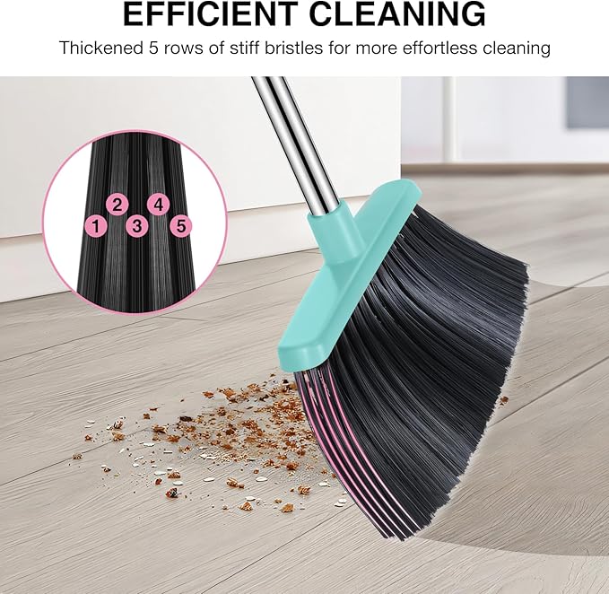NACENA Broom and Dustpan Set, 52-in Long Adjustable Handle Broom Dustpan Combo - Image 6