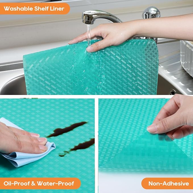 Blue Shelf Liners for Kitchen Cabinets Refrigerator Liners Waterproof & - Image 5