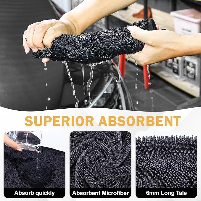 2-Pack Medium Size Microfiber Towels, 600GSM Ultra Absorbent Car Drying Towels - Image 2