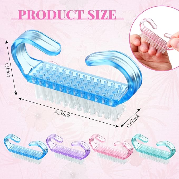 Patelai 100 Pcs Handle Grip Nail Brush Bulk Colorful Nail Scrubber Cleaner - Image 4