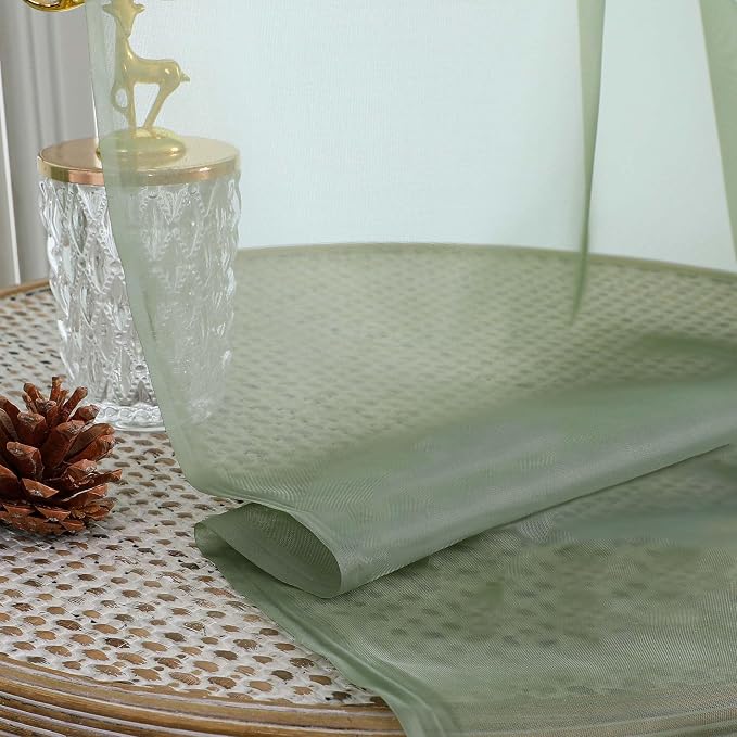 Chyhomenyc Sage Green Sheer Curtains 90 Inches Long 2 Panels, Light Filtering - Image 5