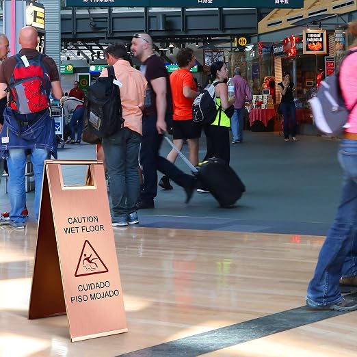Kigley 2 Pcs Wet Floor Sign, 24 Inch Stainless Steel Caution Wet Floor Sign - Image 6