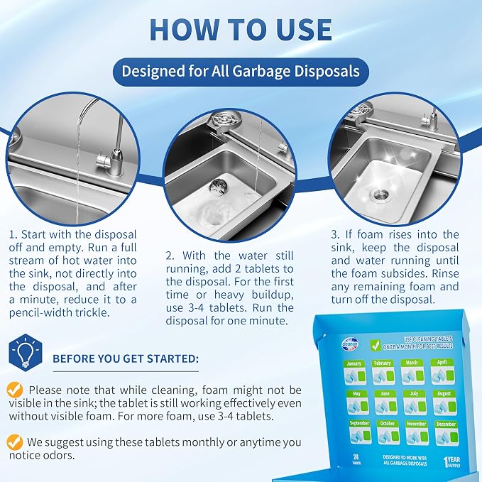 Foaming Garbage Disposal Cleaner and Deodorizer Tablets-24 Pack Food Disposal - Image 4