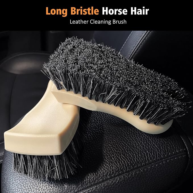 YeewayVeh 7PCS Car Interior Detailing Kit, Horse Hair Car Leather Brush - Image 5