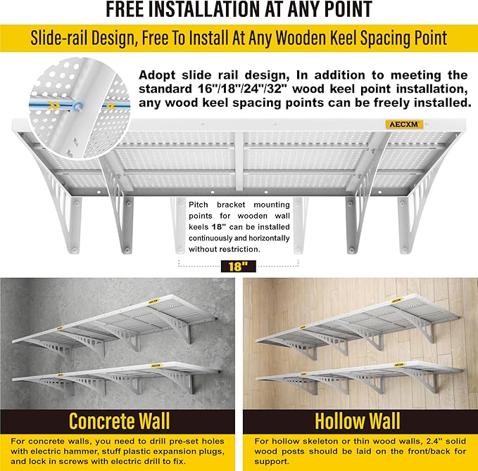 4-pack 2x3ft Adjustable Garage Wall Shelving 1120lbs Load Capacity Heavy Duty - Image 6
