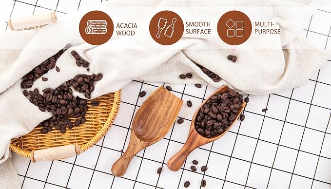 GinSent Wood Coffee Scoop-2 Pieces Large Measuring Spoons - Image 3