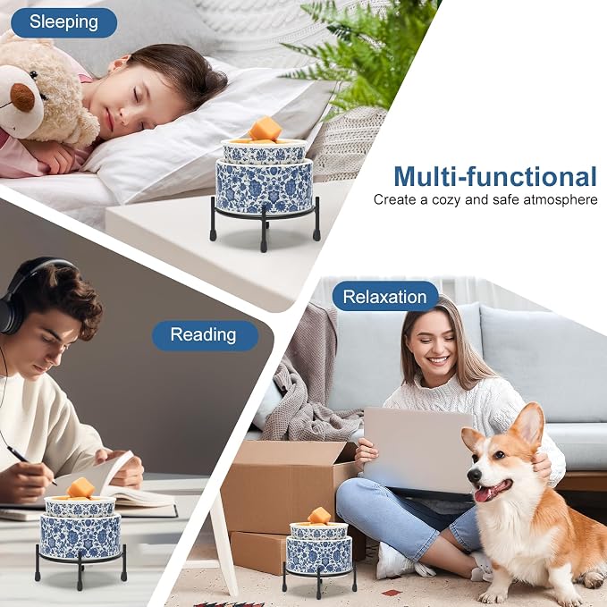 Blue & White Porcelain Pattern Wax Melt Warmer, Ceramic 3-in-1 Electric Candle - Image 8