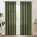 YoungsTex Olive Green Linen Curtains 80 Inch Length by YoungsTex