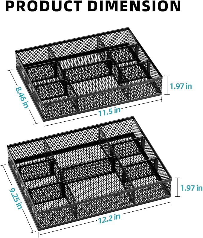Marbrasse 2 Pack Desk Drawer Organizer, Mesh Drawer Organizer Tray - Image 5