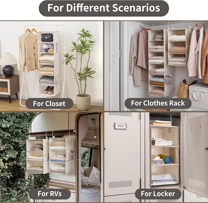 StorageWorks 6-Shelf Closet Organizers, Two 3-Shelf Separable Hanging Shelves - Image 5