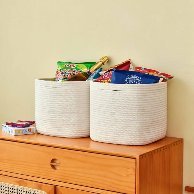 3 Pack Storage Cubes 11 Inch Cotton Rope Woven Baskets - Image 6