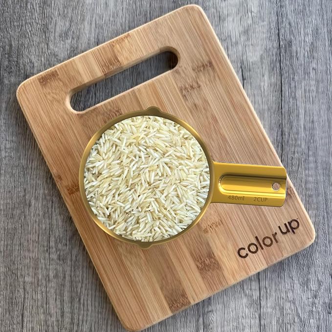 Color Up 2 Cup Measuring Cup, 480ml Gold Stainless Steel Metal Measuring Scoop - Image 2