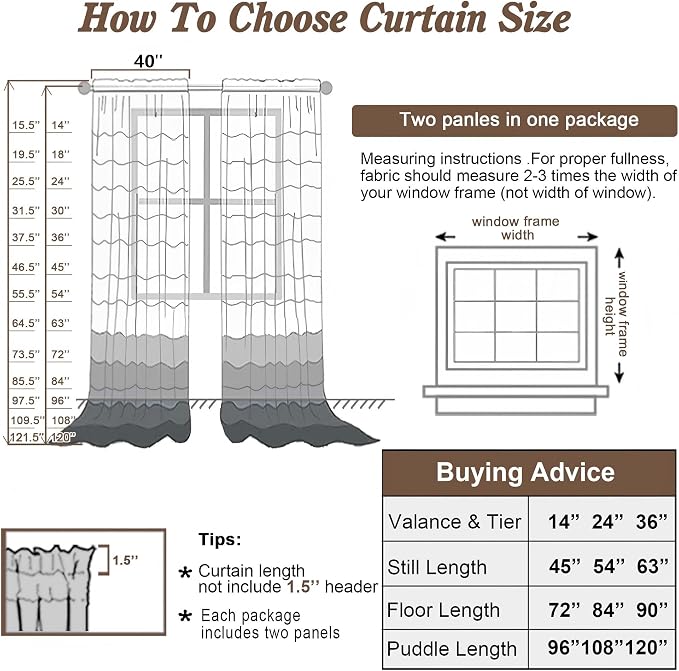 Chyhomenyc Extra Long White Sheer Curtains 120 Inches Long 2 Panels Set - Image 3