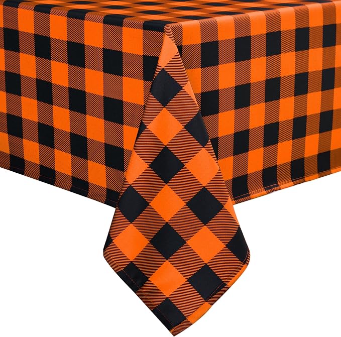 Waterproof Orange Plaid Tablecloth Fabric - Image 7