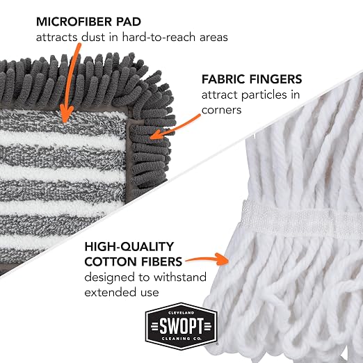 SWOPT 18” Microfiber Dust Mop, Microfiber Flexible Duster, Cotton Mop + 60" - Image 7
