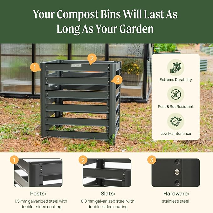 Vego Garden 32" Tall Modular Compost Bin 60" x 30" x 32" - Image 3