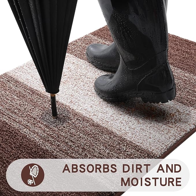 Kitinjoy Indoor Outdoor Door Mat, 32x20 Non-Slip Absorbent Dirt Trapper - Image 2