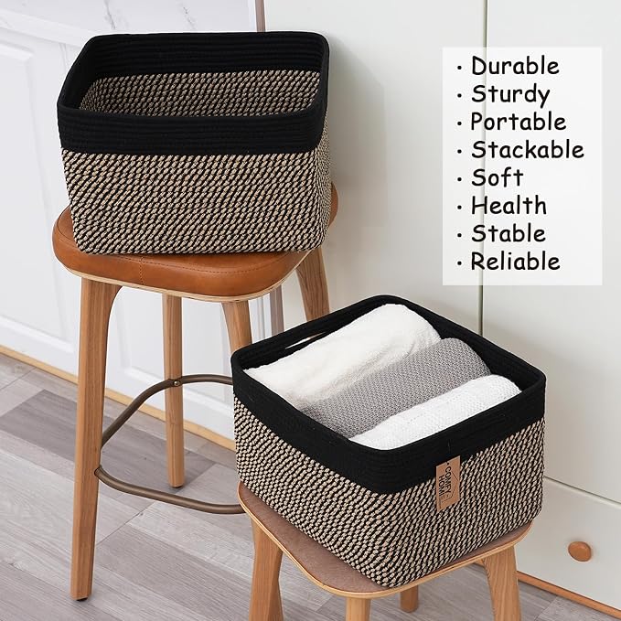 COMFY-HOMI 3PACK Cotton Rope Square Basket - Image 6