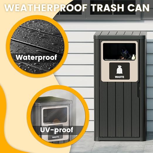 22 Gallon Outdoor Trash Can Waterproof Resin Patio Garbage Can - Image 6