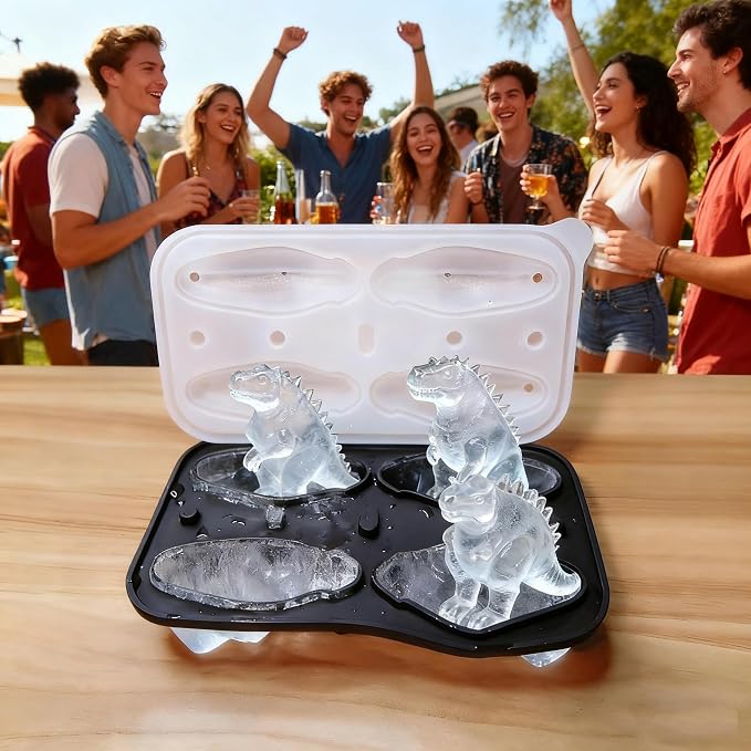 7.48inch Newly Upgraded 4-grid 3D Dinosaur Ice Tray and Covered Silicone Ice - Image 8