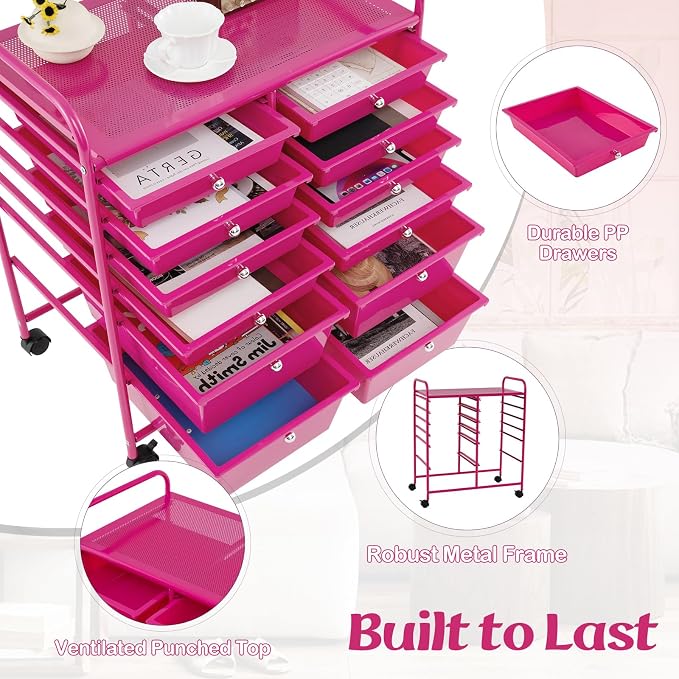 GOFLAME 12-Drawer Rolling Storage Cart, Mobile Utility Cart - Image 6