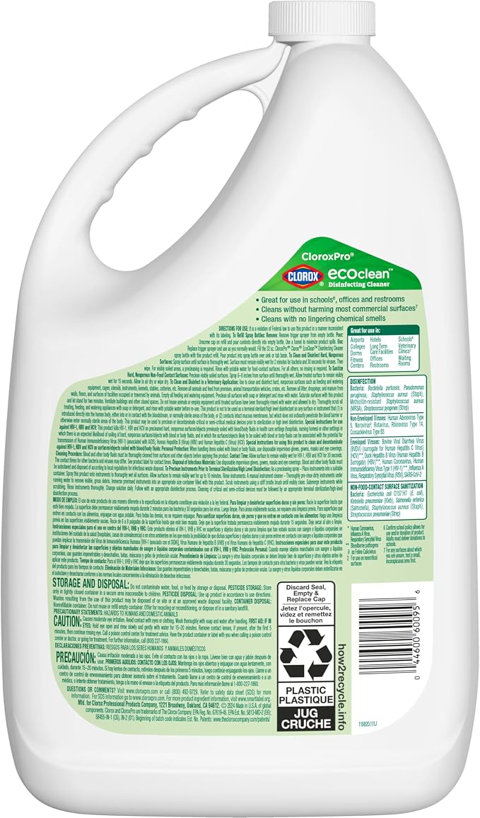 Clorox CloroxPro EcoClean Disinfecting Cleaner Refill, 128 Fluid Ounces - Image 12