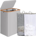 Double Laundry Hamper with Lid, Divided Laundry Hamper with Removable Bags by efluky