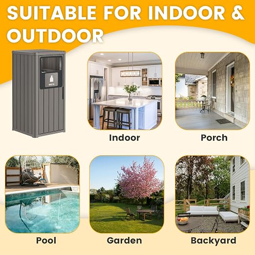 Outdoor Trash Can Waterproof Resin Garbage Can - Image 4