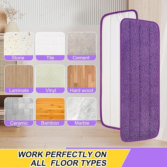 8 Pack 16.5 inch Reusable Mop Pads Microfiber Spray Mop Replacement Heads - Image 5