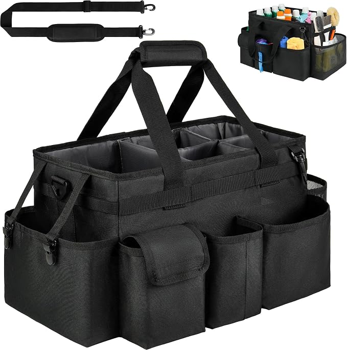 Cleaning Caddy Bag, Large Cleaning Supplies Organizer by ZIOZERTT