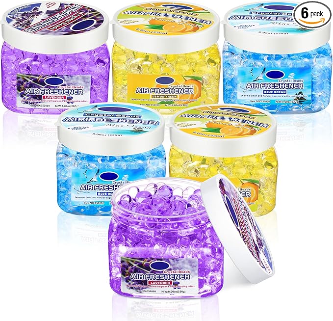 6 Pcs Air Freshener Gel Beads Bulk Odor Eliminator Beads Odor Removing Gel by Dansib