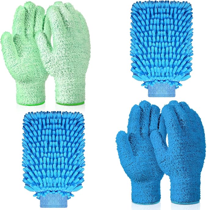 6 Pcs Microfiber Dusting Mitt Gloves Microfiber Washable Dusting Gloves Car by Potchen